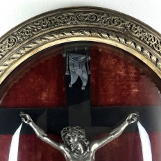 19th Century Crucifix in Oval Giltwood Frame with Glass