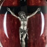 19th Century Crucifix in Oval Giltwood Frame with Glass