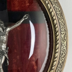 19th Century Crucifix in Oval Giltwood Frame with Glass