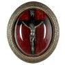 19th Century Crucifix in Oval Giltwood Frame with Glass