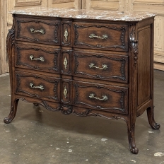 19th Century French Louis XIV Marble Top Commode ~ Chest of Drawers