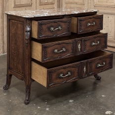 19th Century French Louis XIV Marble Top Commode ~ Chest of Drawers