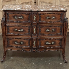 19th Century French Louis XIV Marble Top Commode ~ Chest of Drawers