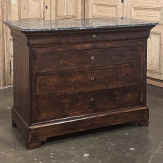 19th Century French Louis Philippe Period Mahogany Marble Top Commode