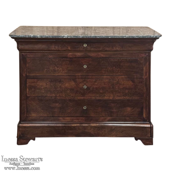 19th Century French Louis Philippe Period Mahogany Marble Top Commode