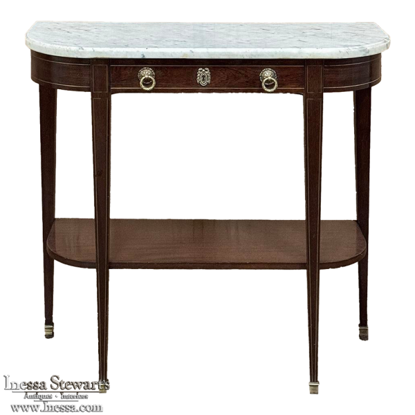 Antique French Louis XVI Mahogany Console ~ Server with Carrara Marble