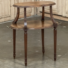 Antique French Louis XVI Walnut 2-Tiered Tea Table