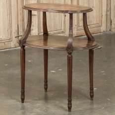 Antique French Louis XVI Walnut 2-Tiered Tea Table