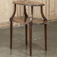 Antique French Louis XVI Walnut 2-Tiered Tea Table