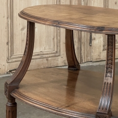 Antique French Louis XVI Walnut 2-Tiered Tea Table