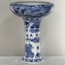 Antique Japanese Blue & White Porcelain Bowl with Pedestal