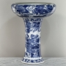 Antique Japanese Blue & White Porcelain Bowl with Pedestal