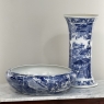 Antique Japanese Blue & White Porcelain Bowl with Pedestal