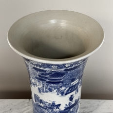 Antique Japanese Blue & White Porcelain Bowl with Pedestal