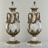 Pair Antique French Empire Cararra Marble and Bronze Cassolettes ~ Mantel Urns