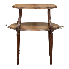 Antique French Louis XVI Walnut 2-Tiered Tea Table