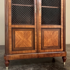 Antique French Louis XVI Mahogany Marble Top Vitrine