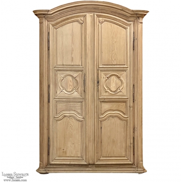 18th Century Country French Louis XIII Armoire in Stripped Oak