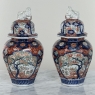 Pair 19th Century Meiji Period Japanese Imari Lidded Urns