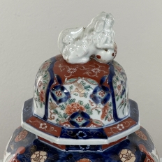 Pair 19th Century Meiji Period Japanese Imari Lidded Urns