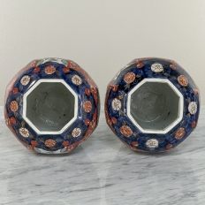 Pair 19th Century Meiji Period Japanese Imari Lidded Urns