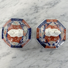 Pair 19th Century Meiji Period Japanese Imari Lidded Urns