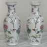 Pair Antique Chinese Hand-Painted Porcelain Bud Vases