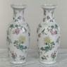 Pair Antique Chinese Hand-Painted Porcelain Bud Vases