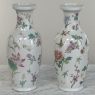 Pair Antique Chinese Hand-Painted Porcelain Bud Vases