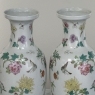 Pair Antique Chinese Hand-Painted Porcelain Bud Vases