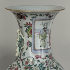 Pair 19th Century Hand-Painted Chinese Vases