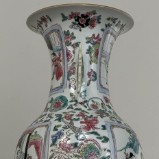 Pair 19th Century Hand-Painted Chinese Vases