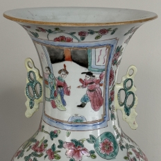 Pair 19th Century Hand-Painted Chinese Vases