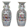 Pair 19th Century Hand-Painted Chinese Vases