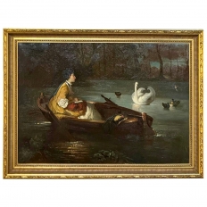 Antique Framed Oil Painting on Canvas by Karl Lewy (1855-1929)