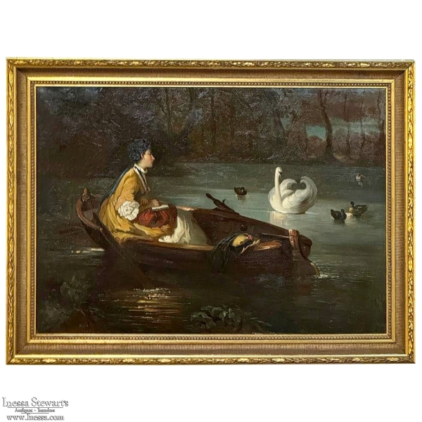 Antique Framed Oil Painting on Canvas by Karl Lewy (1855-1929)