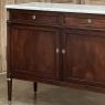 Antique French Directoire Neoclassical Mahogany Buffet with Carrara Marble