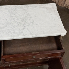 Antique French Directoire Neoclassical Mahogany Buffet with Carrara Marble