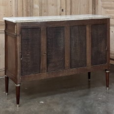 Antique French Directoire Neoclassical Mahogany Buffet with Carrara Marble