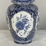 Pair Antique Blue & White Delft Lidded Urns by Boch of Belgium