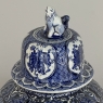 Pair Antique Blue & White Delft Lidded Urns by Boch of Belgium