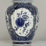 Pair Antique Blue & White Delft Lidded Urns by Boch of Belgium