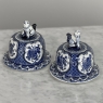 Pair Antique Blue & White Delft Lidded Urns by Boch of Belgium