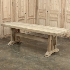 Antique Stripped Oak Rustic European Trestle Table ~ Dining Table