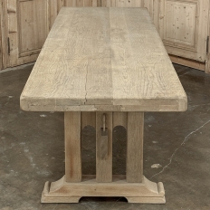 Antique Stripped Oak Rustic European Trestle Table ~ Dining Table