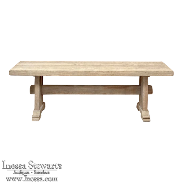 Antique Stripped Oak Rustic European Trestle Table ~ Dining Table