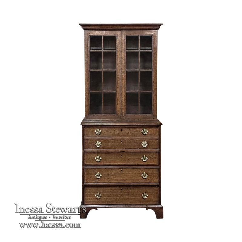 19th Century English Oak Secretary ~ Bookcase