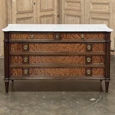 Antique French Louis XVI Mahogany Commode ~ Chest of Drawers with Carrara Marble