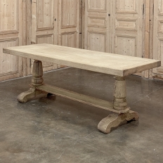 Antique Country French Stripped Oak Trestle Table