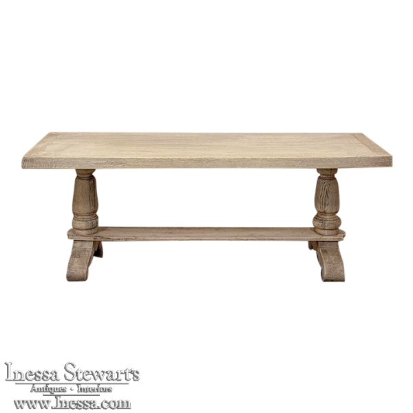 Antique Country French Stripped Oak Trestle Table